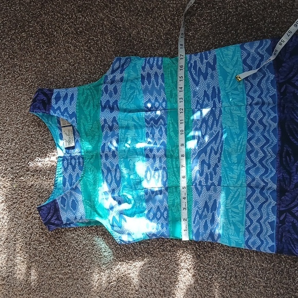 Kathie Lee collection blue multi pattern midi tank dress size 10 - Picture 16 of 16